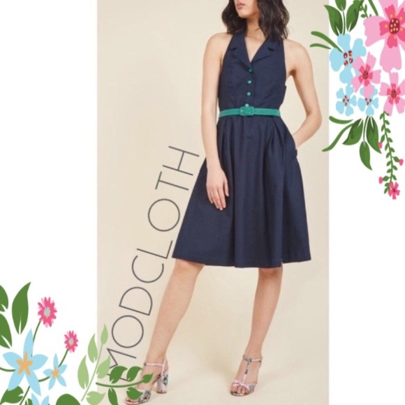 Modcloth Dresses & Skirts - New Modcloth Halter Dress Genuine Genius